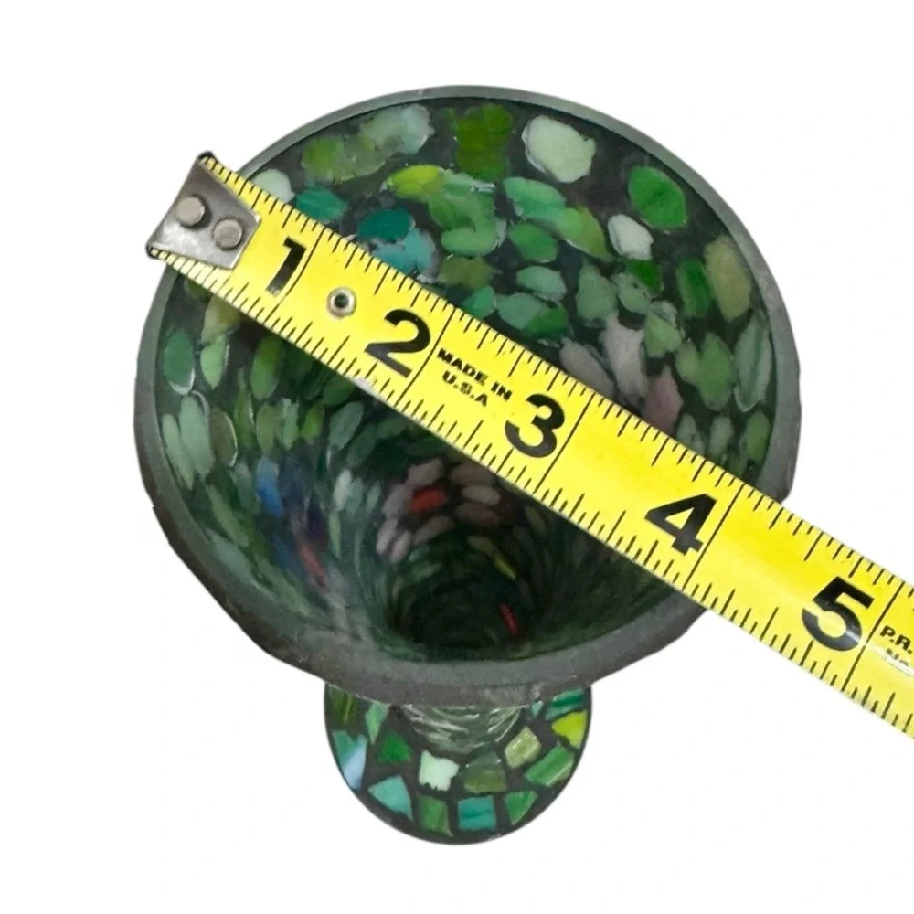 Vintage Glass Mosaic Trumpet Vase - Picture 5 of 5